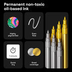 ARTISTRO 6 Acrylic Gold & Silver Paint Pens - Image 5