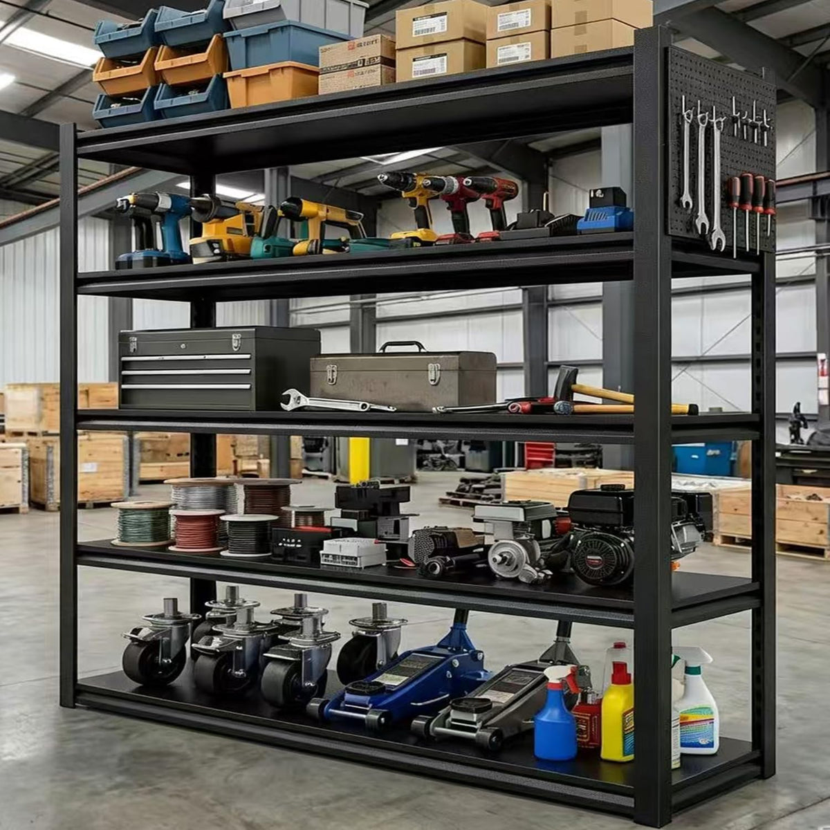 Storage Shelves with Pegboard, 72“*48" Wide 24”Heavy Duty Garage Shelving Units