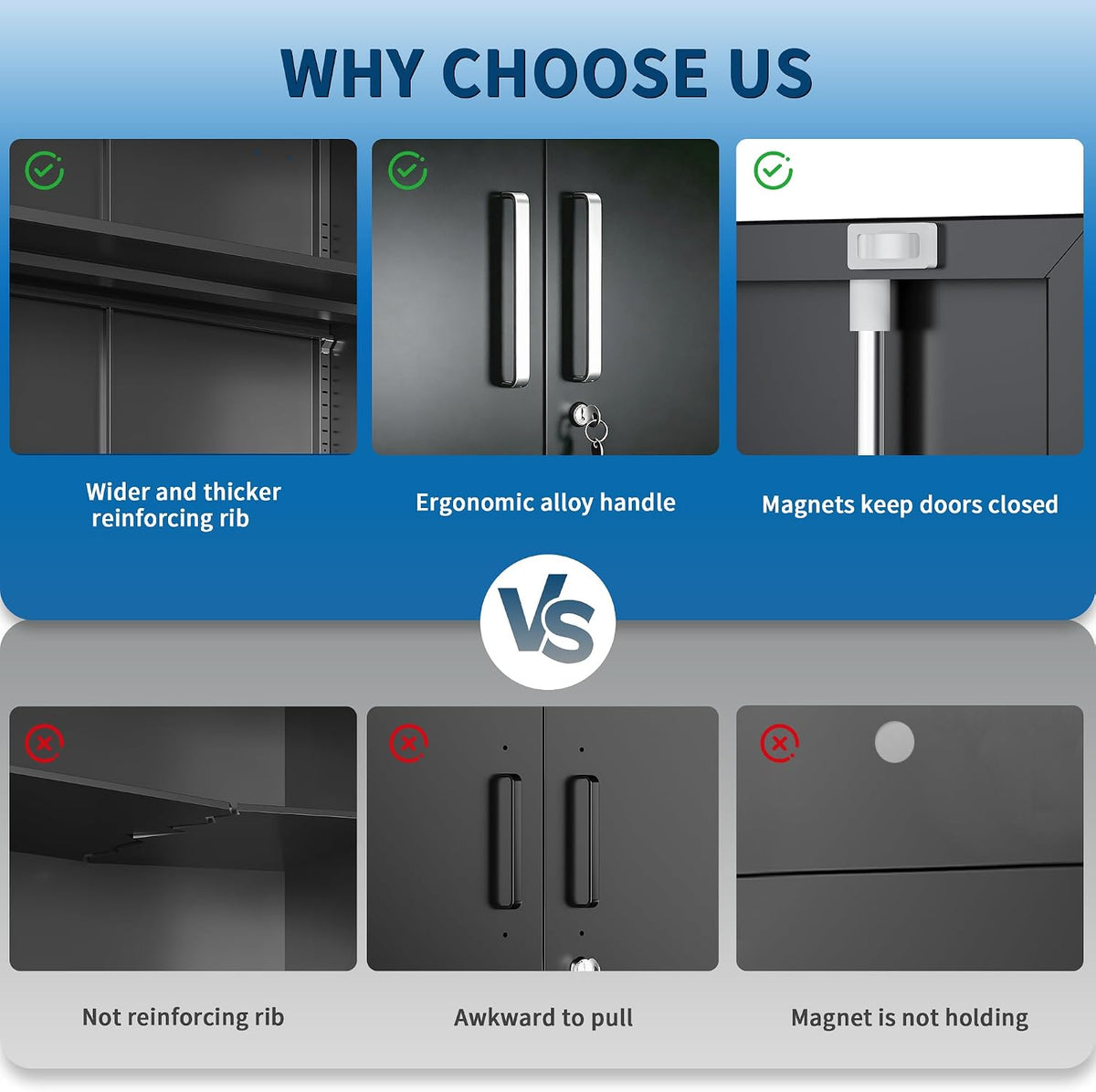 garage storage cabinet, durable metal storage solution, view 9