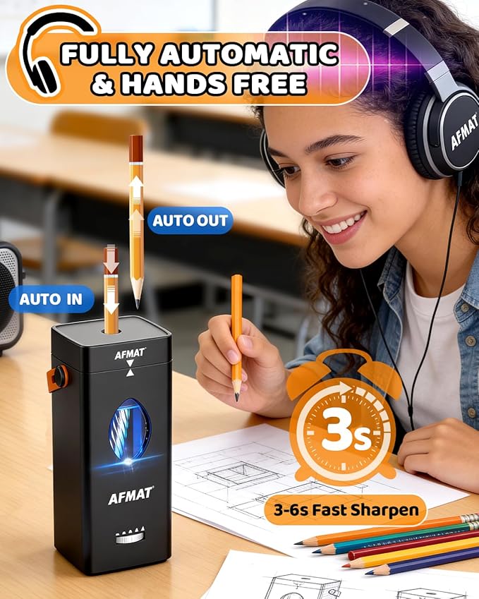 AFMAT Electric Pencil Sharpener, Fully Automatic Pencil Sharpener - Image 2