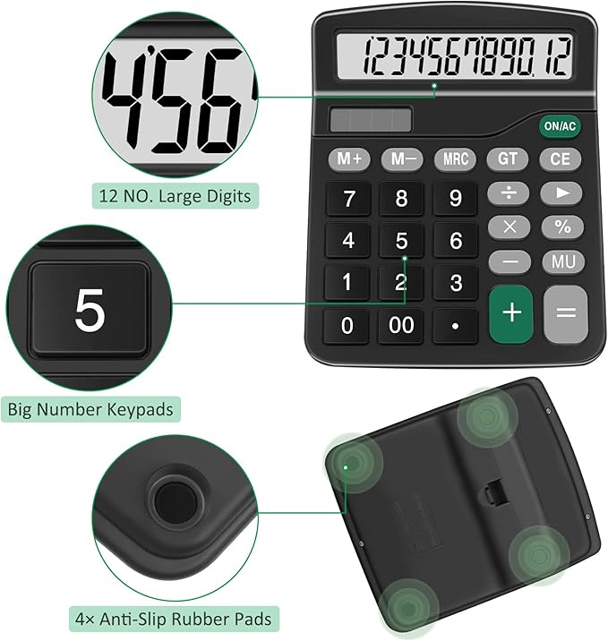 Calculators, Splaks 2 Pack Standard Functional Desktop Calculators Sola and AA - Image 3