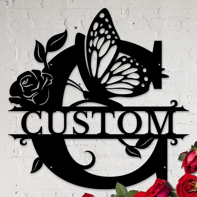 Personalized Custom Letter Name metal Signs, Custom Black Letter Monogram Wall by Casebrick