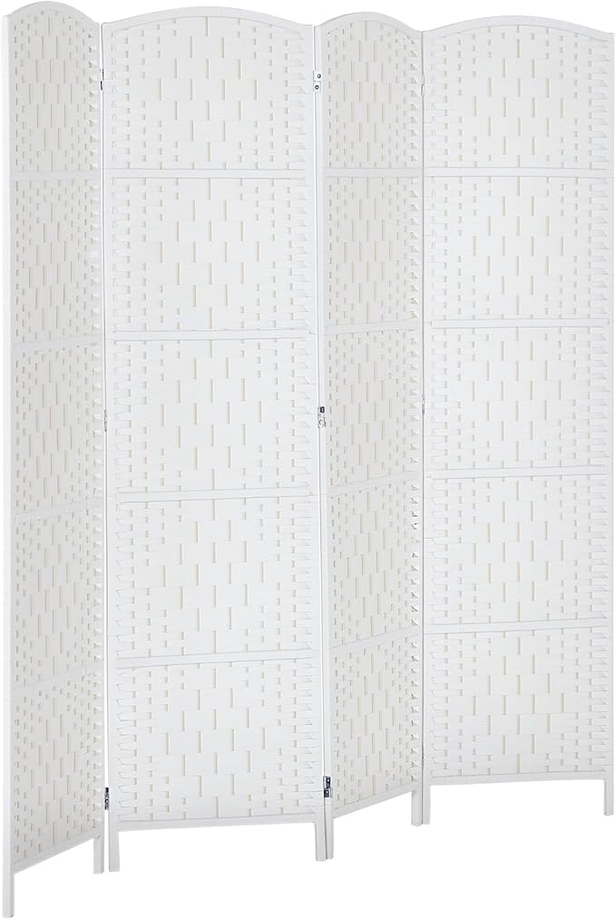 HOMCOM Room Divider, 4 Panel Folding Privacy Screen, 6FT Tall Portable Wicker by HOMCOM