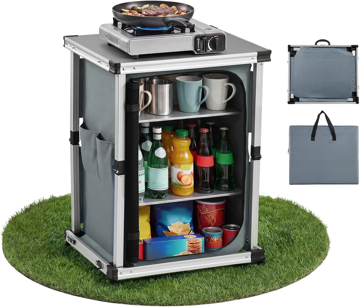 VEVOR Folding Camping Storage Cabinet, Outdoor Portable Lightweight Table