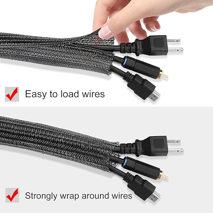 Moxita 10ft - 3/8 inch Cord Protector Cable Sleeve Split Wire Loom Tubing - Image 2