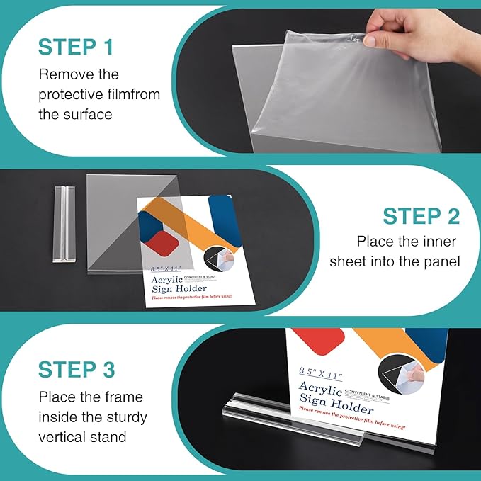 Relx 18 Pack Acrylic Sign Holder 8.5 x 11, Vertical T Shape Plastic Sign Holder - Image 4