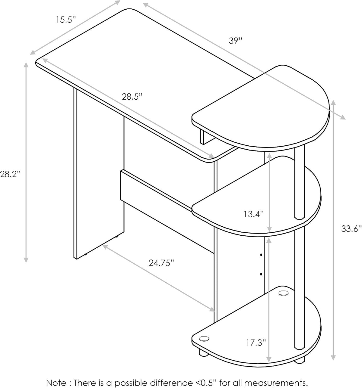Furinno COMPACT Desk, 28.5" Wide Gaming Desk with Shelves, Computer Desk...