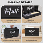 Two-Layer Solid Wooden Mail Storage Organizer Holder - Image 3