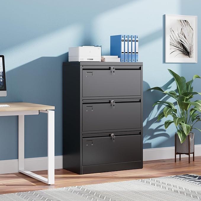 SUXXAN 3 Drawer File Cabinet, Lateral Filing Cabinet - Image 7