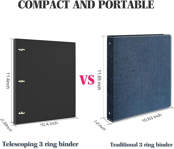 INFUN Telescoping 3 Ring Binder, Portable Plastic Binder - Image 3