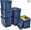 Rubbermaid Roughneck Tote 18 Gal, 6 Pack, Made in USA, Dark Indigo Metallic by Rubbermaid