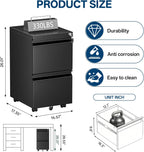 fully assembled 2 drawer mobile file cabinet with, close-up detail