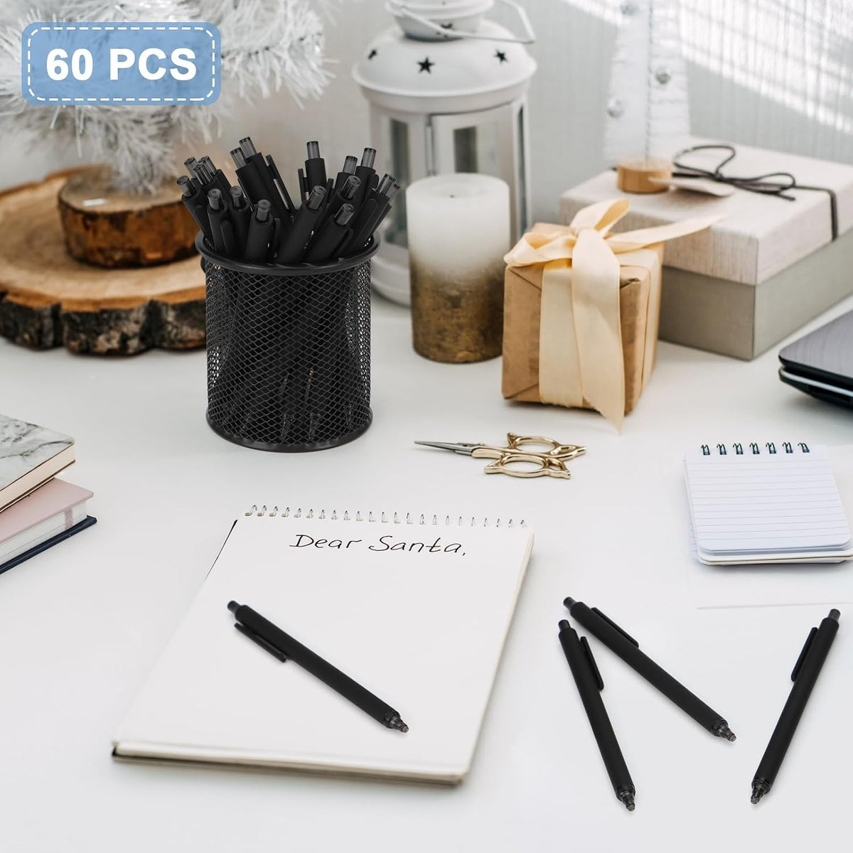 WY WENYUAN 100 Pcs Black Pens Bulk, 1.0mm Bold Point Quick Drying Ballpoint P...
