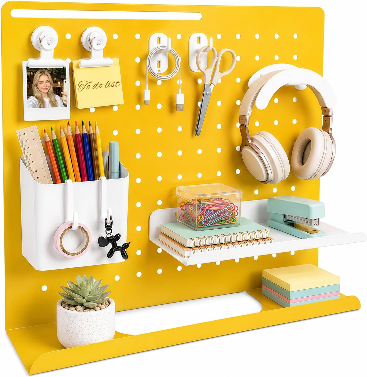 Metal Desk Pegboard Organizer, No Drill Modular Storage Kit 10 Accessories 15...