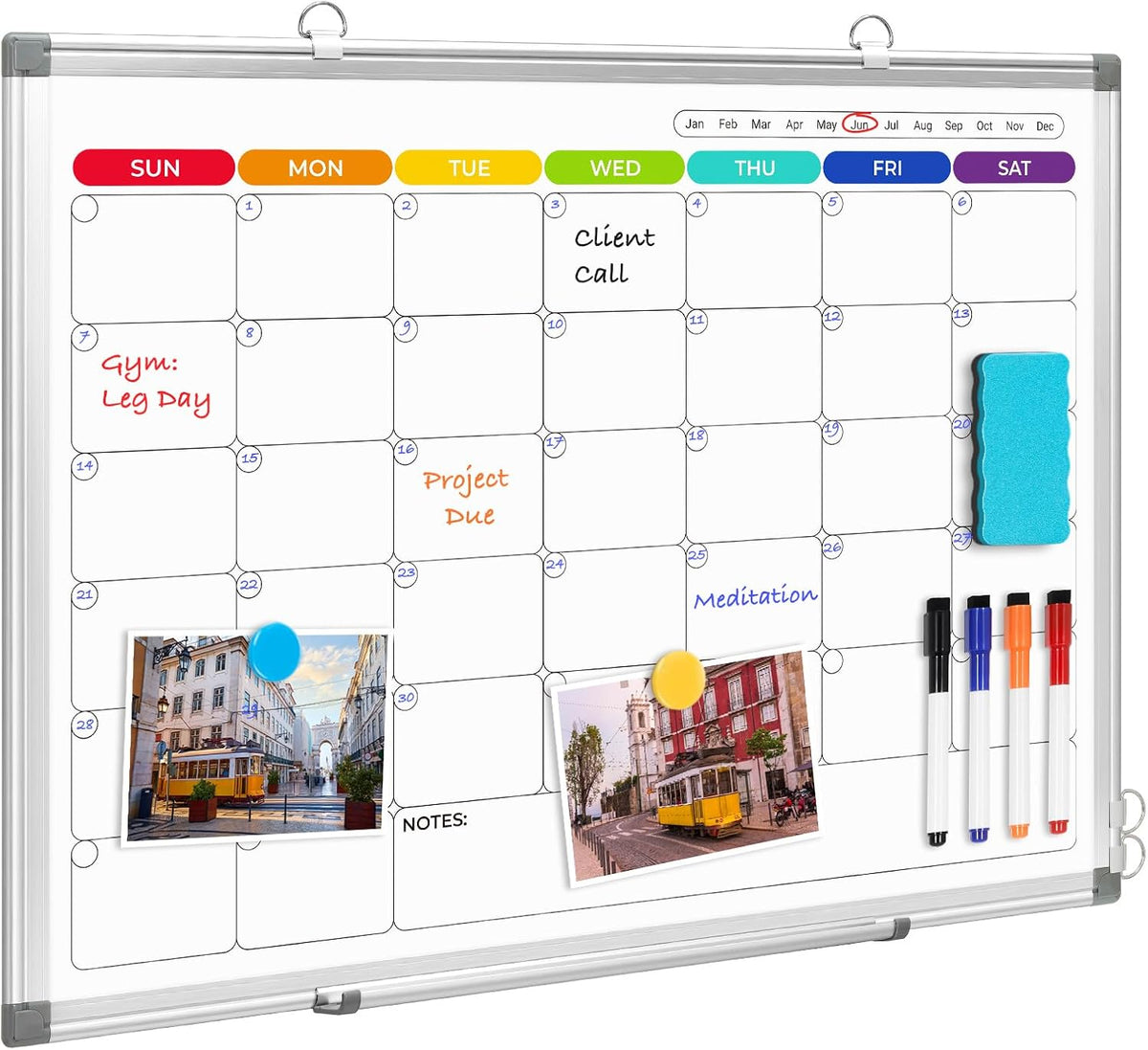 DOLLAR BOSS 36'' x 24'' Magnetic Whiteboard Calendar for wall...