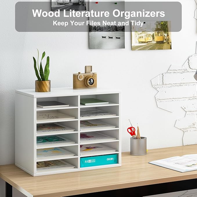 PAG Countertop Mail Sorter Organizer, Wooden Literature Organizer, Student - Image 3
