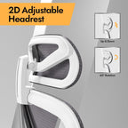 holludle ergonomic mesh office chair, v back desk, front angle view