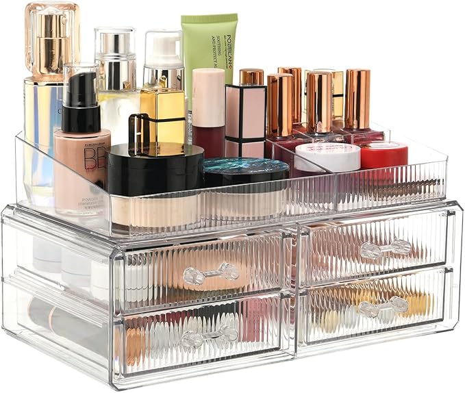 ZHIAI stackable storage drawer, transparent cosmetics storage box, cosmetics by ZHIAI