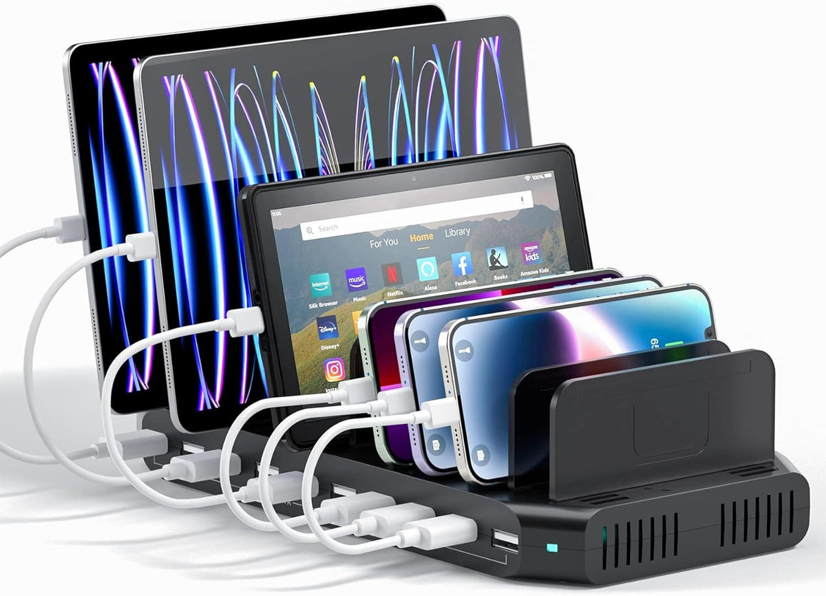 Alxum 60W 10 Port USB Charging Station Multiple Charger Station, USB Organizer