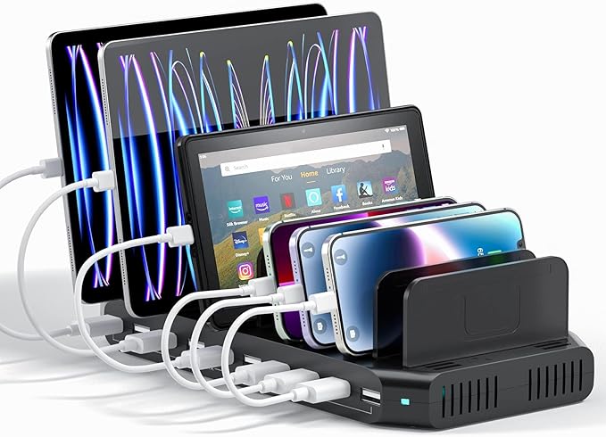 Alxum 60W 10 Port USB Charging Station Multiple Charger Station, USB Organizer by Alxum