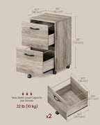 vasagle 2-drawer file cabinet, small rolling filing cabinet, close-up detail