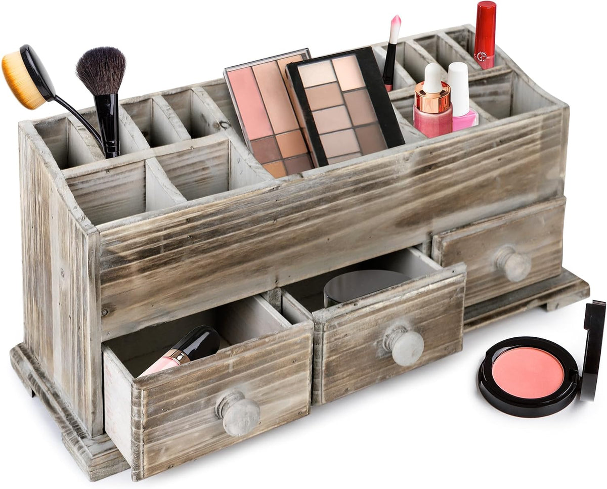 Besti Rustic Vanity Organizer for Cosmetics, Makeup, and Bathroom Accessories...