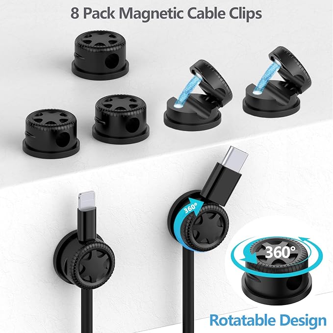 ELII 328Pcs Cable Management Kit, 8 Magnetic Cable Holder, 69Adhesive Cable - Image 2