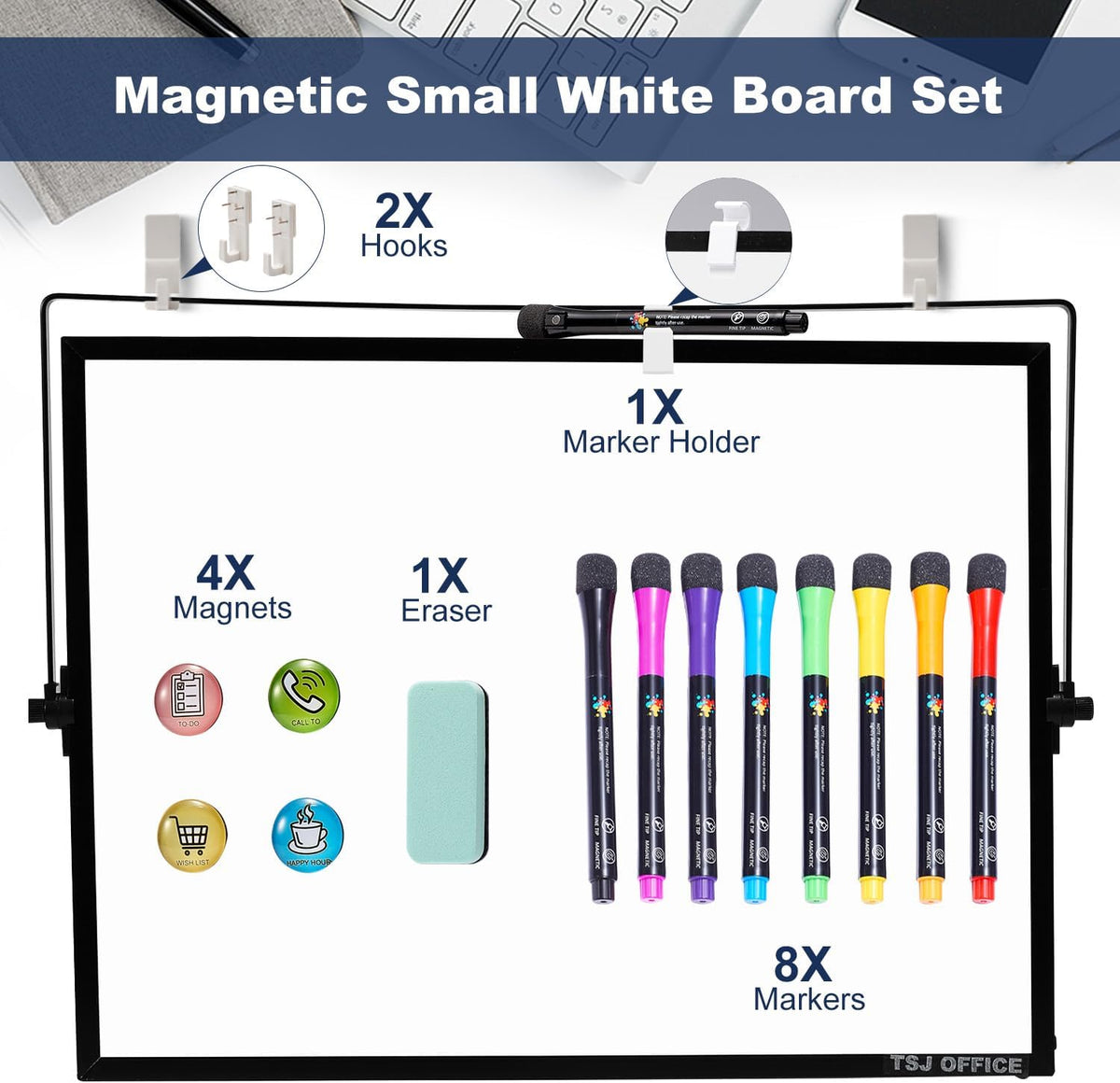 TSJ OFFICE Small White Board - 18 X 14 Inches Black Framed Dry Erase Board