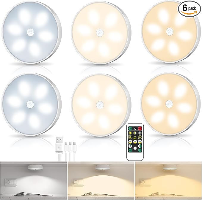 LED Closet Step Lights Motion Sensor Puck Light Compatible by BringYouWarmLightingCare