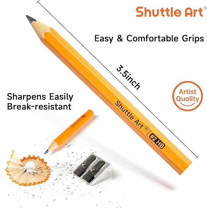 Shuttle Art 360 Pack #2 HB Golf Pencils, Wood-cased 3.5” Mini Pencils Bulk - Image 2