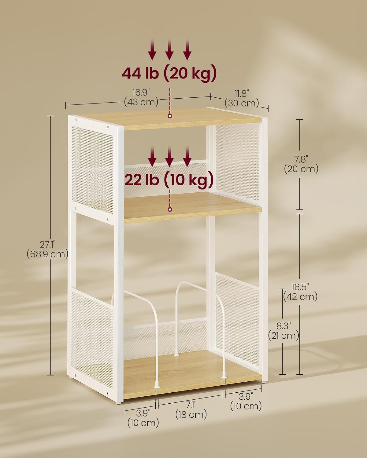 VASAGLE Record Player Stand, End Table with Record Storage up to 100 Albums