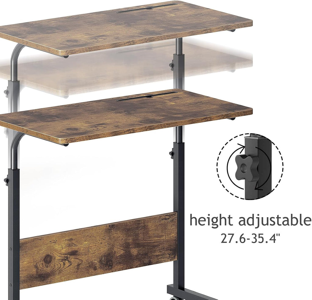 dlandhome 31.5 inches rolling desk with wheels adjustable showing dimensions