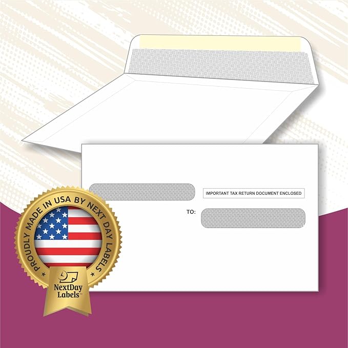 NextDayLabels - W-2 Tax Forms Double Window Security Envelopes - Image 2