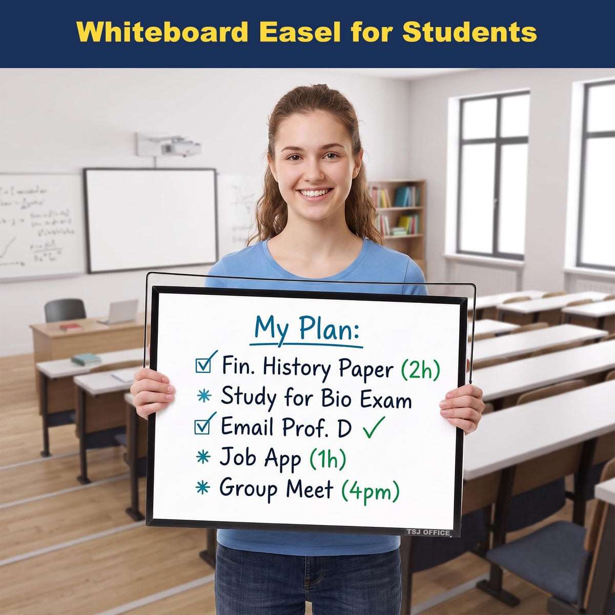 TSJ OFFICE Small White Board - 18 X 14 Inches Black Framed Dry Erase Board