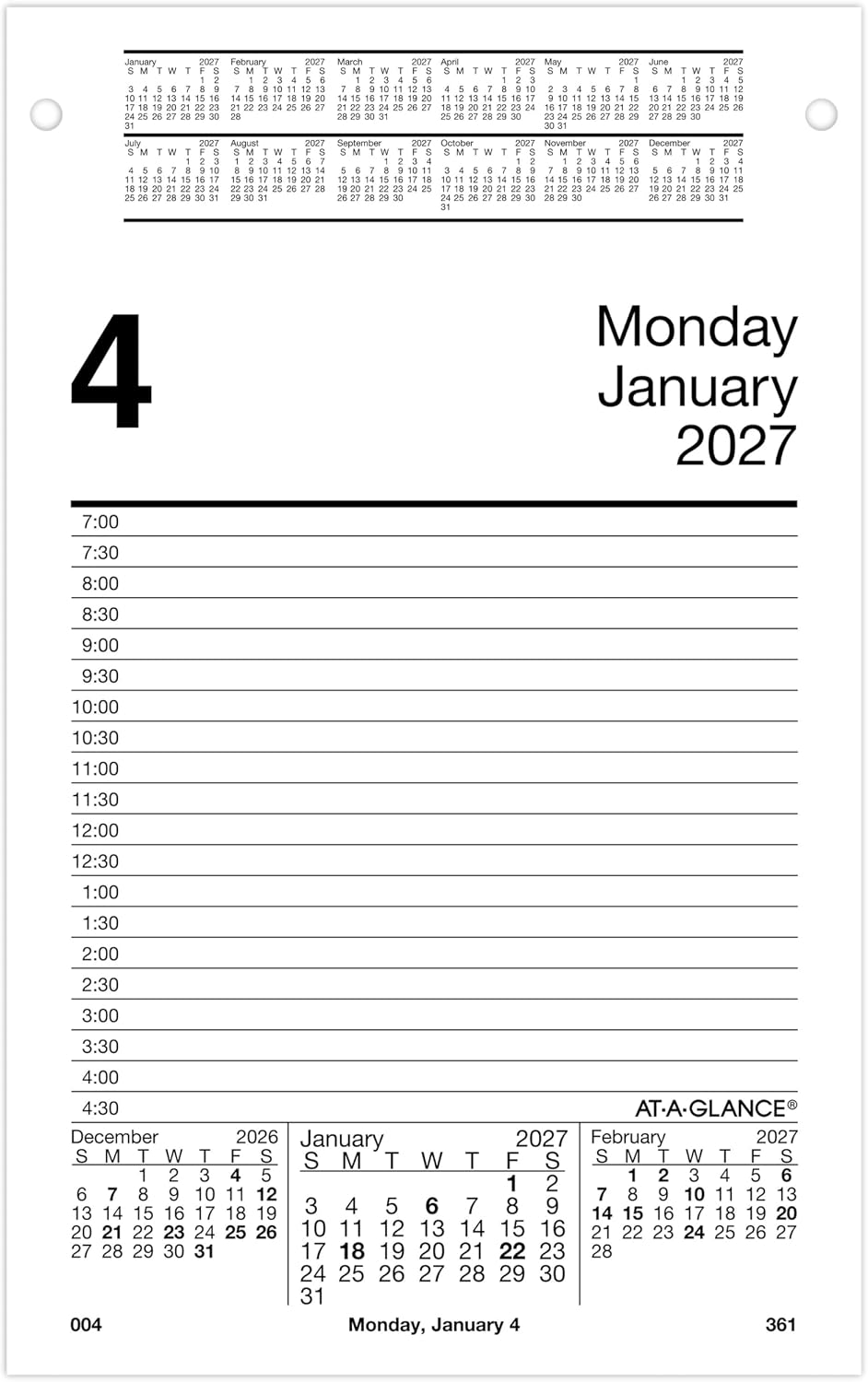 AT-A-GLANCE 2027 Desk Calendar Refill for E5800 Base, Daily Desk Pad Refill, 5" x 8" (E4585027)