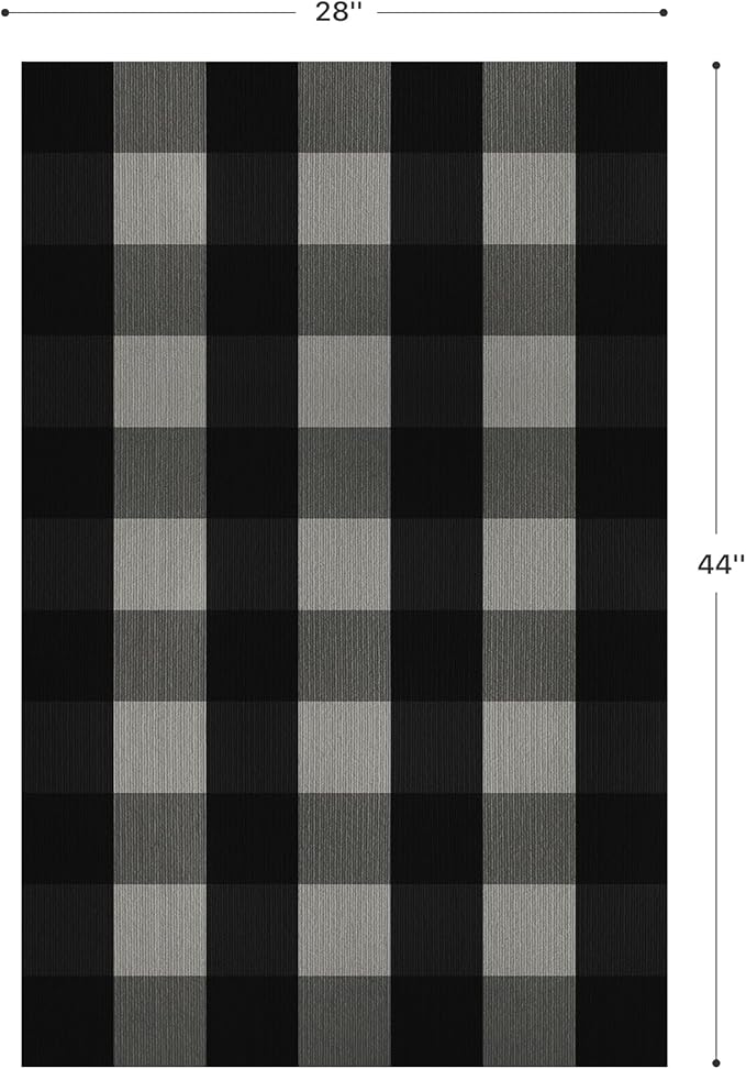 GENIMO Checkered Rug 27.5x44 inches Black and White Outdoor Rug Buffalo Plaid - Image 2
