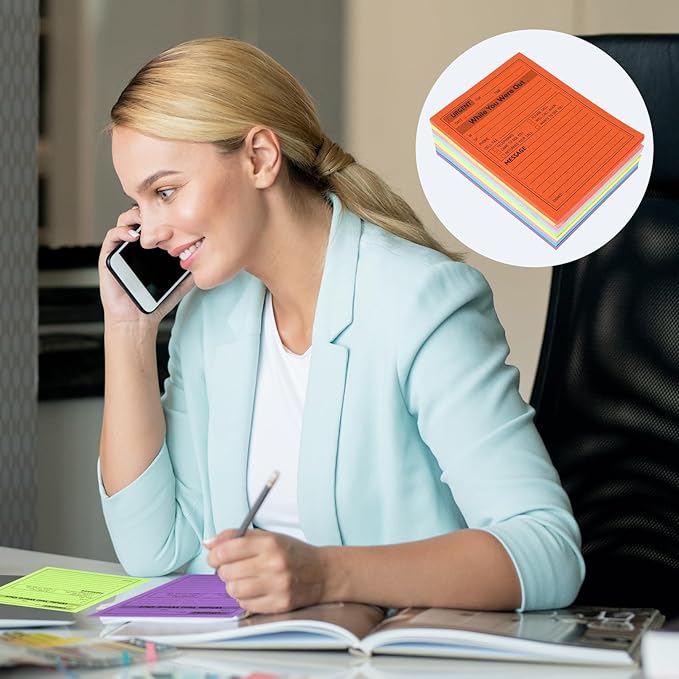 9Pack Phone Message Pads for Office, 4 x 5 Inch Self-Stick Note Pads, While You - Image 4