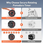 Secura Pomodoro Timer, Rotating Cube Time Tracker, Flip Gravity Sensor - Image 5