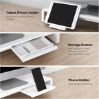 monitor stand riser, klearlook foldable, height adjustable computer showing dimensions