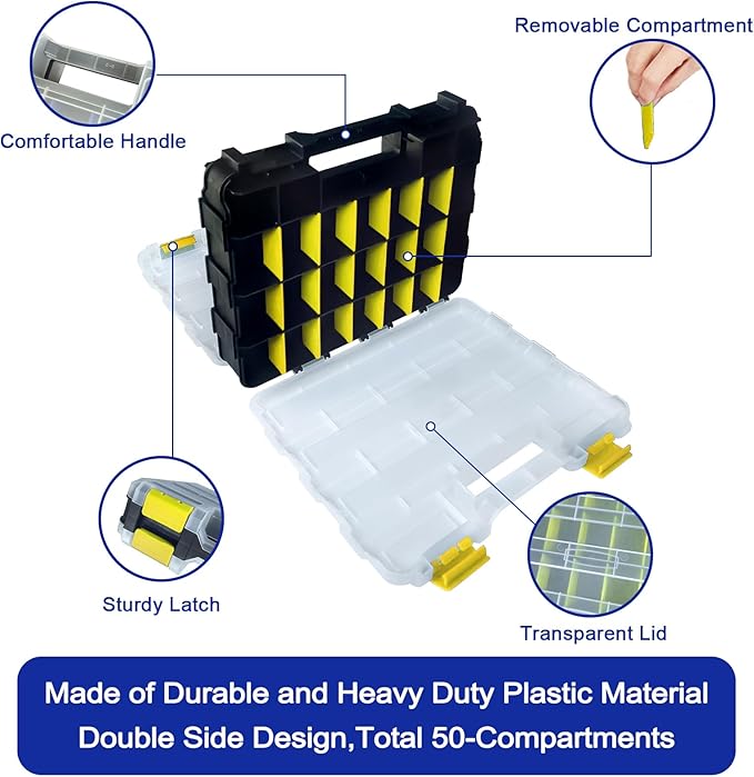 Double Side Tool Box Organizer, Hardware Storage Box, Portable Small Parts - Image 2