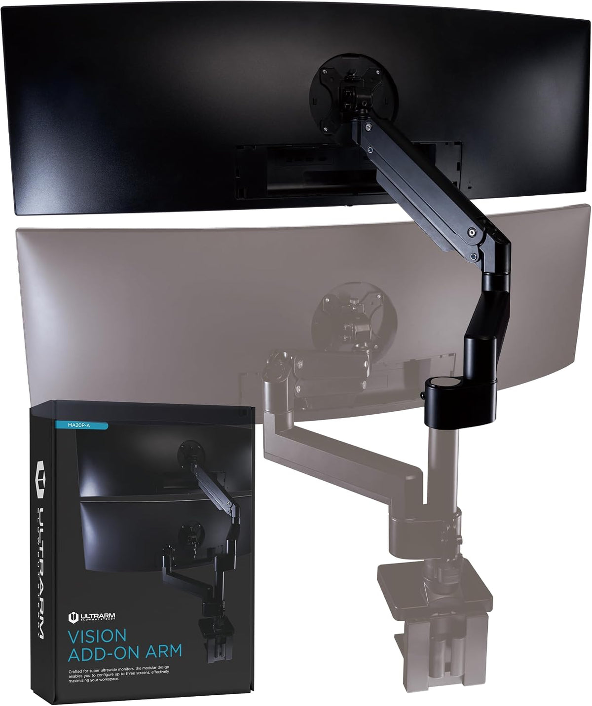 ULTRARM Heavy Duty Extension Arm Dual 49" Vertical Stacked Monitor Mount Height