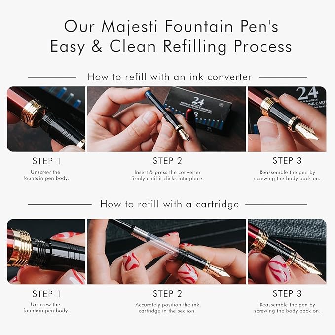 Wordsworth & Black Majesti Fountain Pen-, Luxury Case, 24K Gold Finish; 18K - Image 9