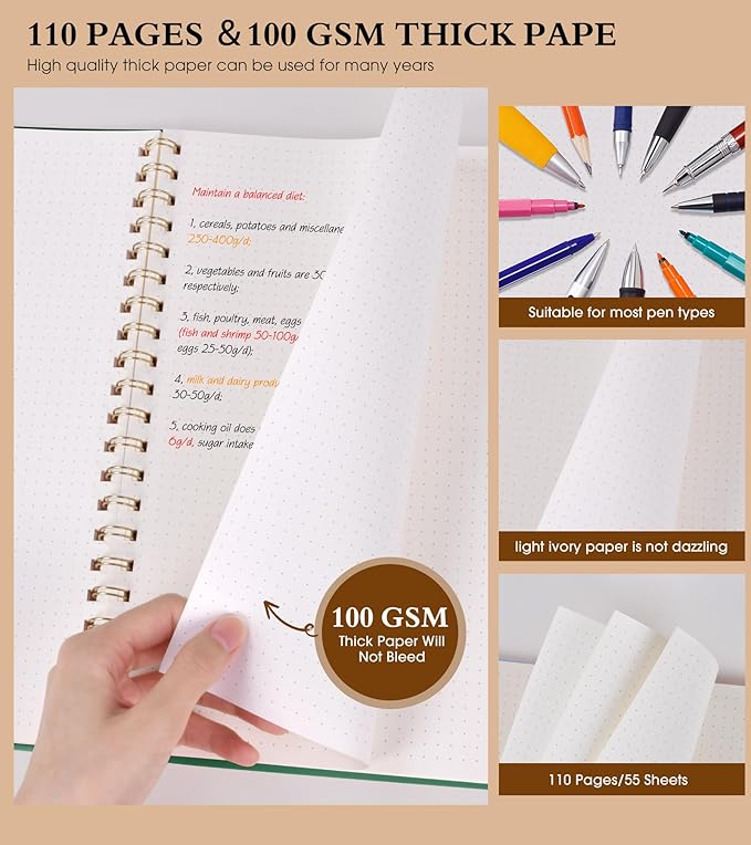 Dotted Notebook, Spiral Notebook Journal 8.5” x 11”, A4 Large Dot Grid Notebooks - Image 4
