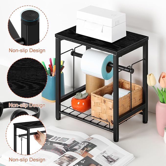 smusei Label Holder for Rolls and Fan-Fold Labels, Wooden Thermal Printer - Image 4
