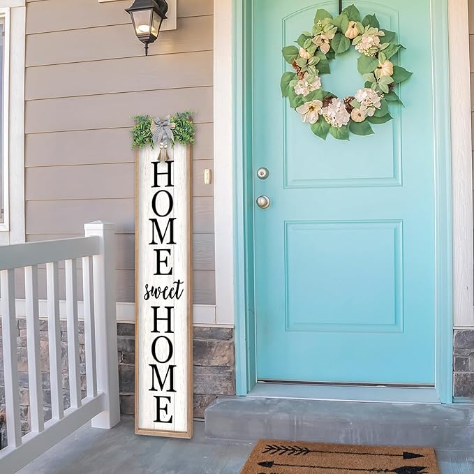 LuZhiQiang Welcome Sign for Front Porch Outdoor Home Sweet Home, Rustic Outside - Image 3