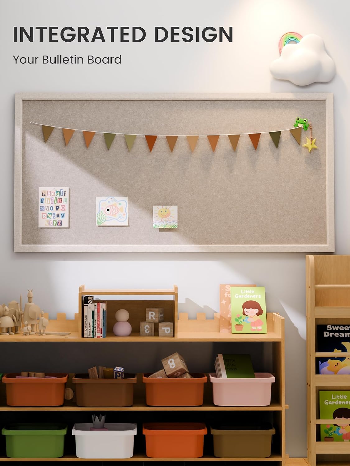 Fluxynara Framed Felt Bulletin Board, 47.2" x 23.6", Khaki