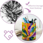 Leather Pen Holder for Desk Colorful Spot Pencil Cup Desktop Organizer Makeup - Image 4