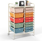 GOFLAME 15-Drawer Rolling Storage Cart, Craft Storage Cart by GOFLAME