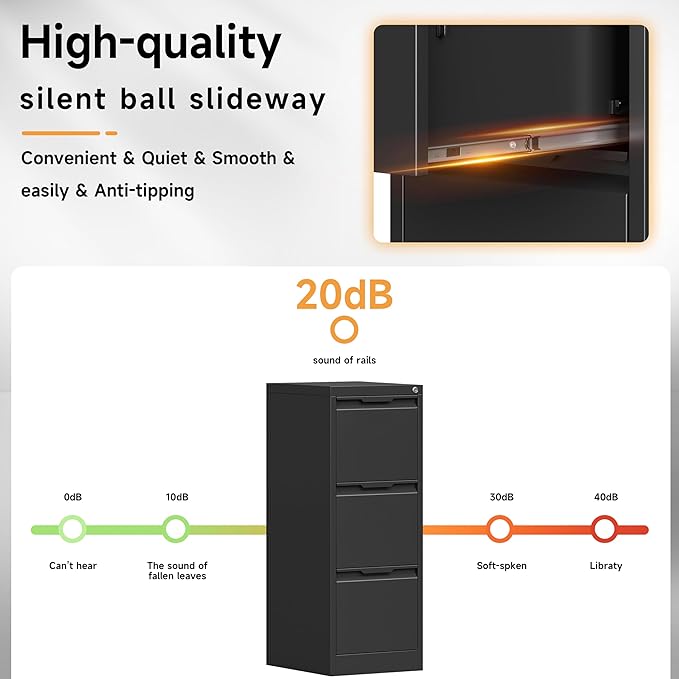 Bestoo 3-Drawer File Cabinet - Image 7