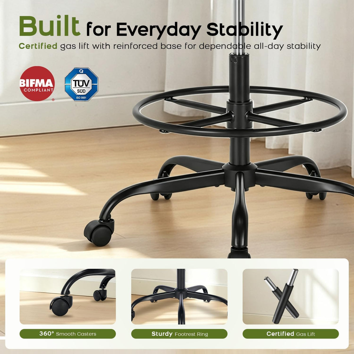 amseatec Tall Drafting Chair for Standing Desk,Executive Office Chair